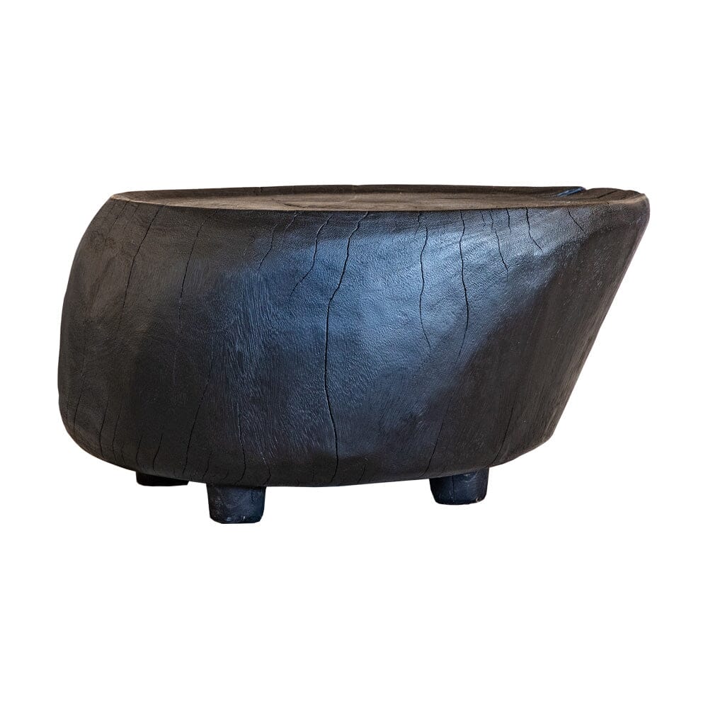 Wooden round coffee table with natural cracks