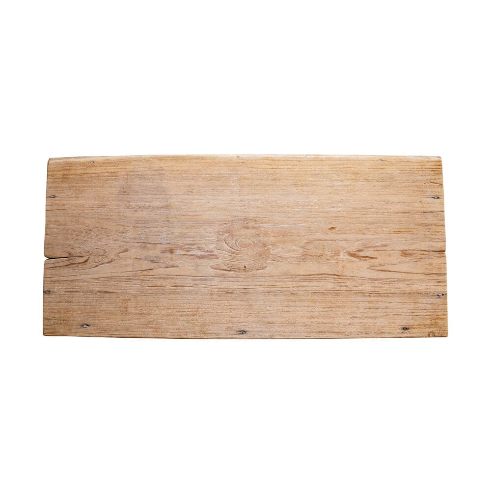 Antique wooden teak coffee table with a natural finish