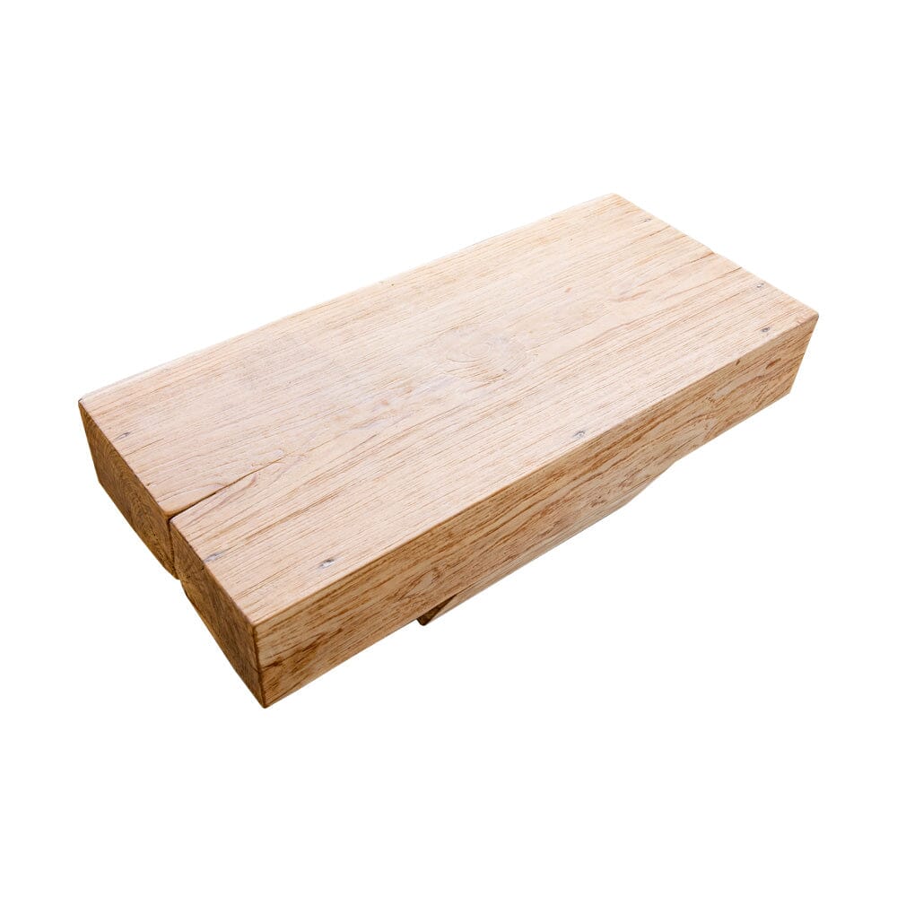 Antique wooden teak coffee table with a natural finish