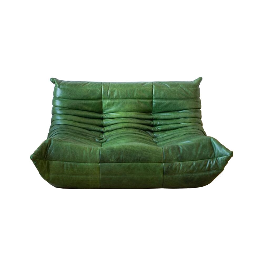 Green Leather Togo Living Room by Michel Ducaroy